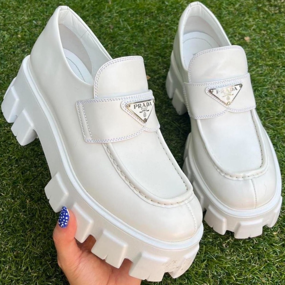 Prada White Monolith Platform Loafers